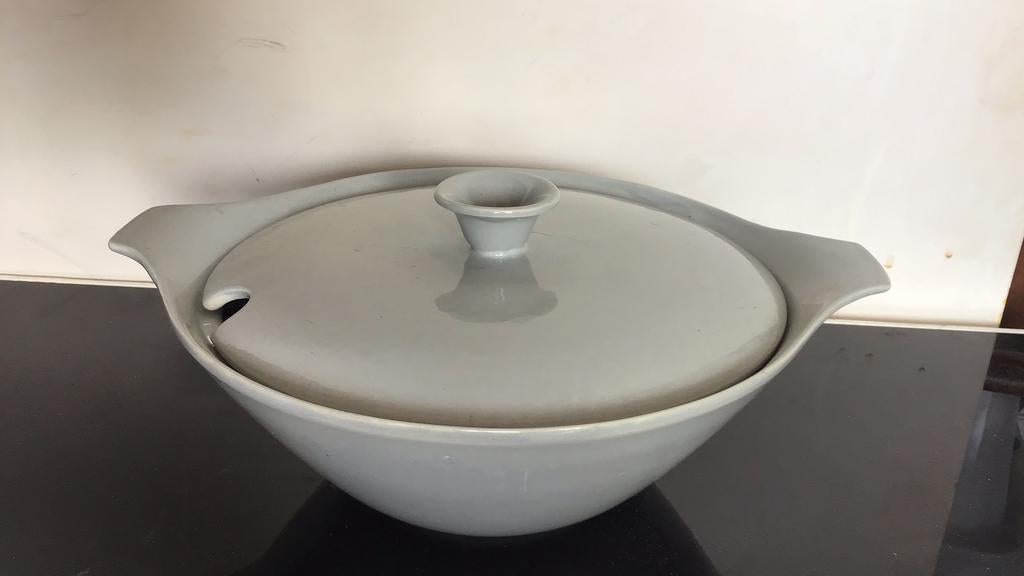 Goedewaagen Grijze dekschaal met deksel, Antiek en Kunst, Ophalen of Verzenden