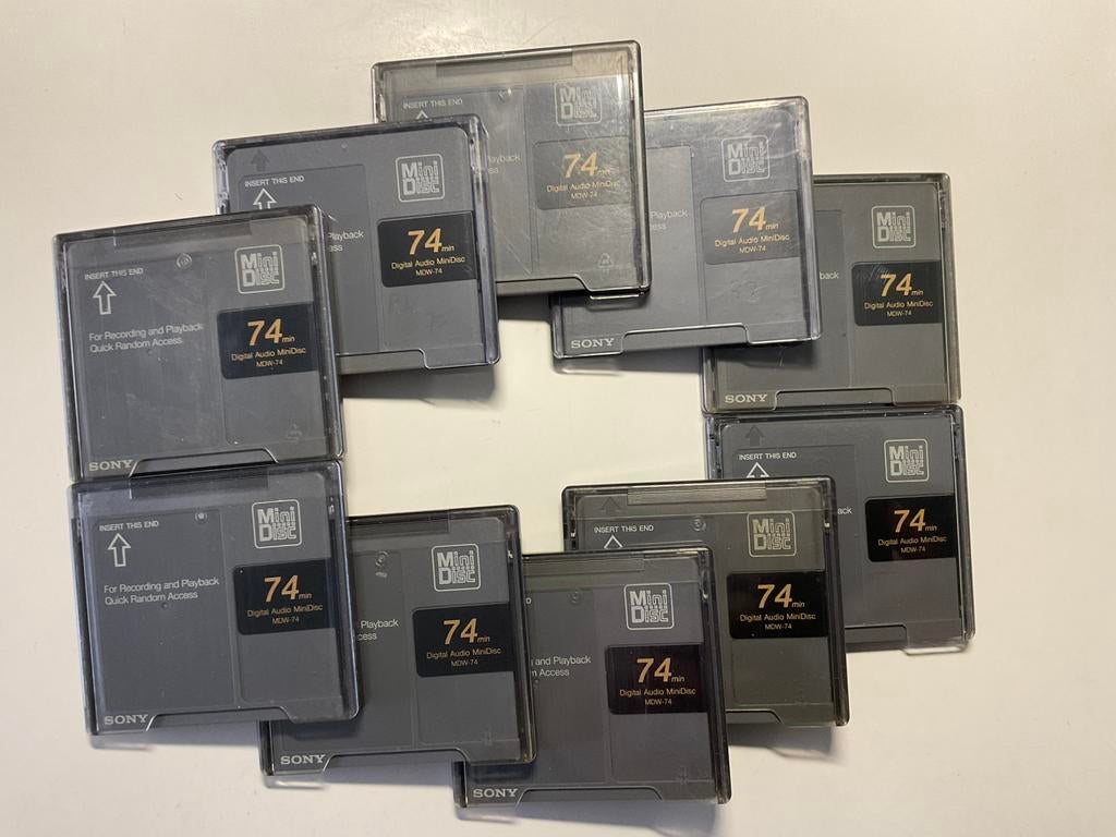 Minidisc’s. SONY GRIJS MDW 74. 10x als nieuw. 74 minuten, Ophalen of Verzenden