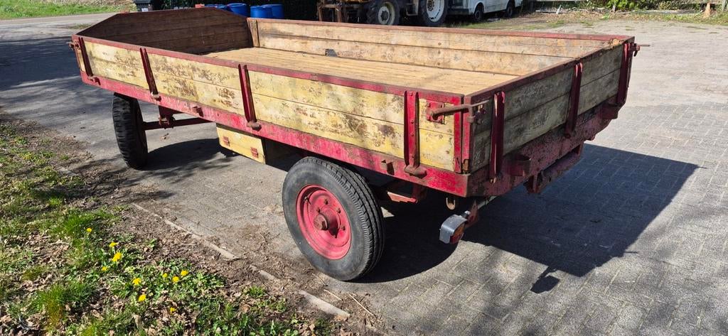 Miedema landbouwwagen,  platte kar, Ophalen, Glastuinbouw, Transport