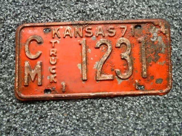 Kentekenplaat licenseplate Kansas 71 USA, Verzamelen, Verzenden, Gebruikt, Auto's