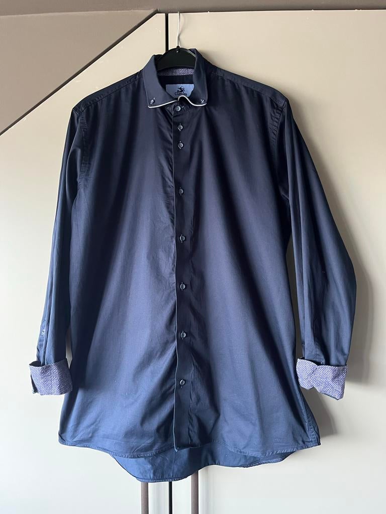 Culture donkerblauw overhemd modern fit maat XL, Ophalen of Verzenden, Zo goed als nieuw, Blauw, Halswijdte 43/44 (XL)