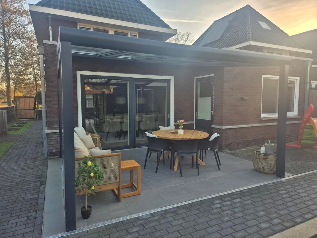 Te koop Gumax veranda overkapping +/-4,5 meter breed, Ophalen, Zo goed als nieuw, Veranda
