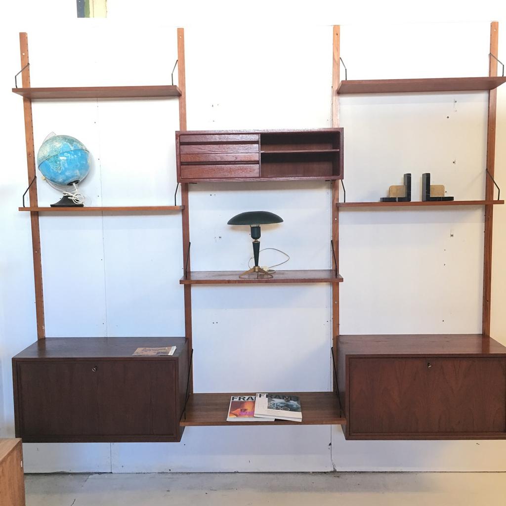 Poul Cadoviud by Royal System vintage modulair wandsysteem, Gebruikt, 200 cm of meer, Teakhout, Ophalen of Verzenden
