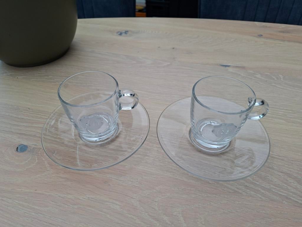 Douwe Egberts Espressokopjes met schotels (2 stuks), Huis en Inrichting, Ophalen of Verzenden, Effen, Kop(pen) en/of Schotel(s)