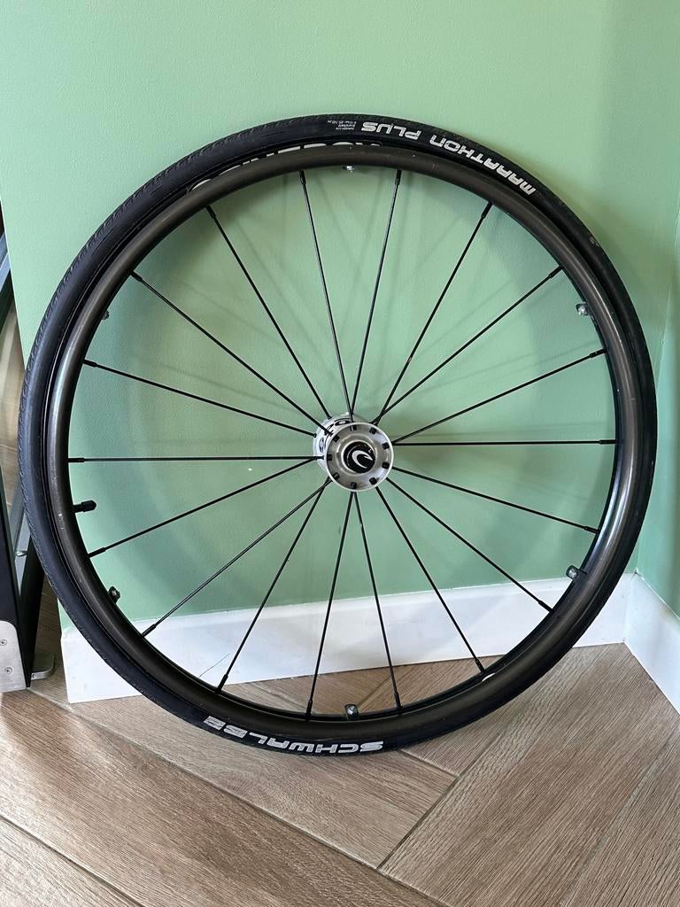 Set Spinergy Spox 26inch rolstoel wielen incl hoepels, Ophalen of Verzenden, Zo goed als nieuw, Handbewogen rolstoel