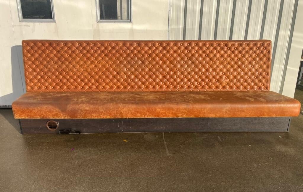 restaurant wand bank cognac microleder gecapitonneerd 360 cm, Ophalen, Bruin, Zo goed als nieuw, Eén