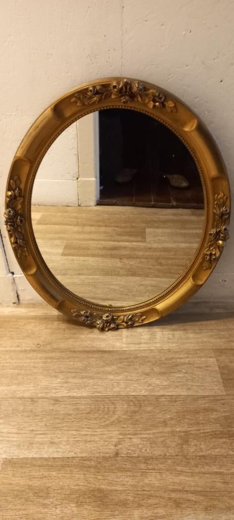 Brocante Metalen Ovale spiegel, Ophalen, Ovaal, Minder dan 50 cm, Minder dan 100 cm