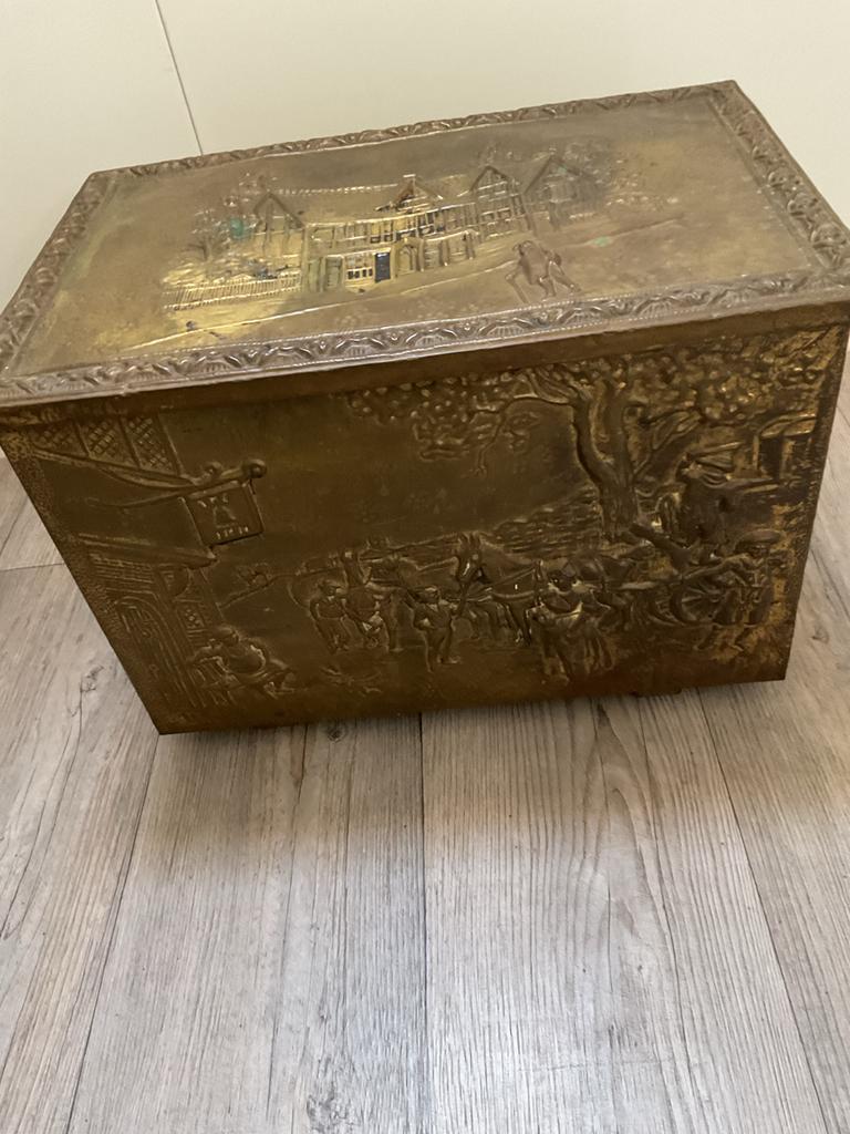 Antieke Koperen Haardbak met Binnenbak, Ophalen, Koper