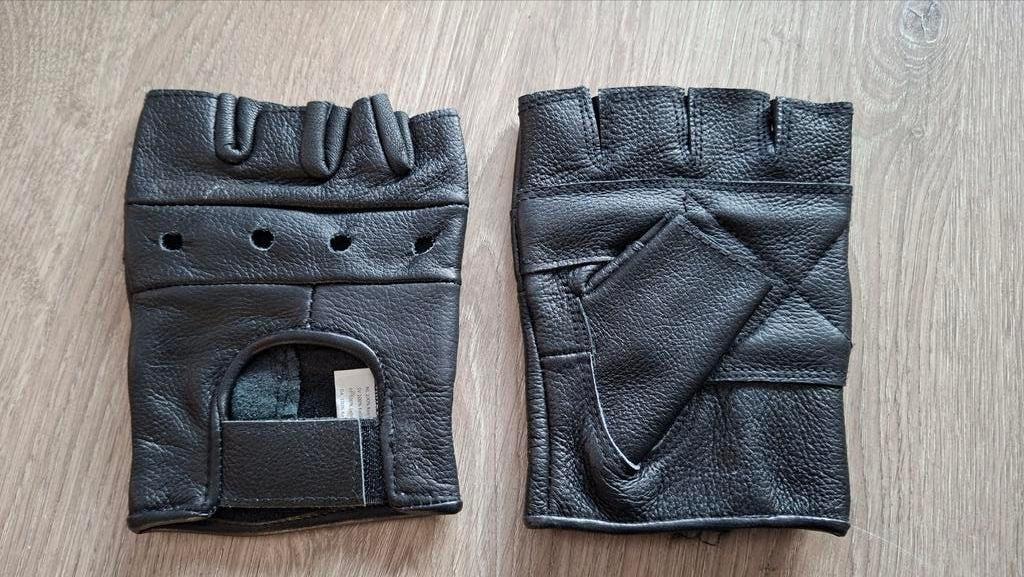 Zwarte vingerloze leren handschoenen - maat M, Ophalen of Verzenden, Nieuw, Maat 48/50 (M), Handschoenen