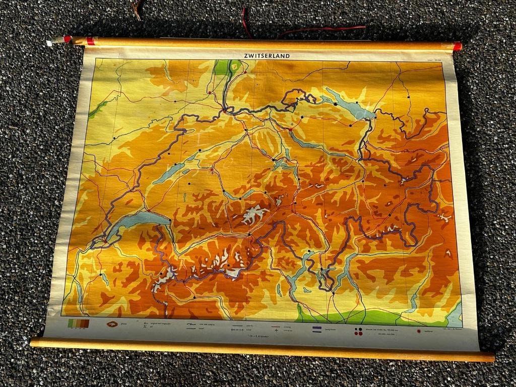 Zwitserland, Antiek en Kunst, Antiek | Schoolplaten, Ophalen of Verzenden, Aardrijkskunde