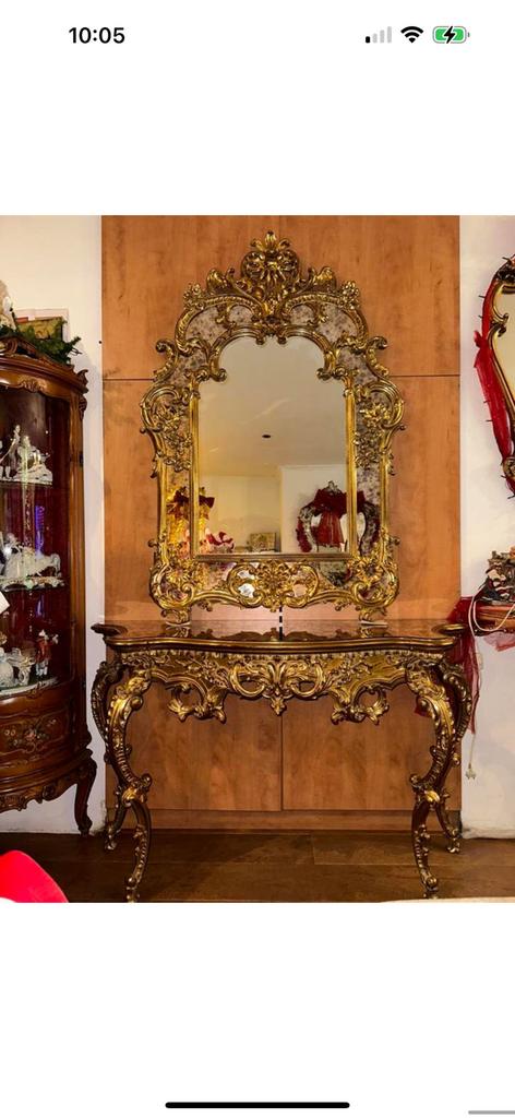 Deknudt verguld tafel met spiegel, Antiek en Kunst, Ophalen of Verzenden