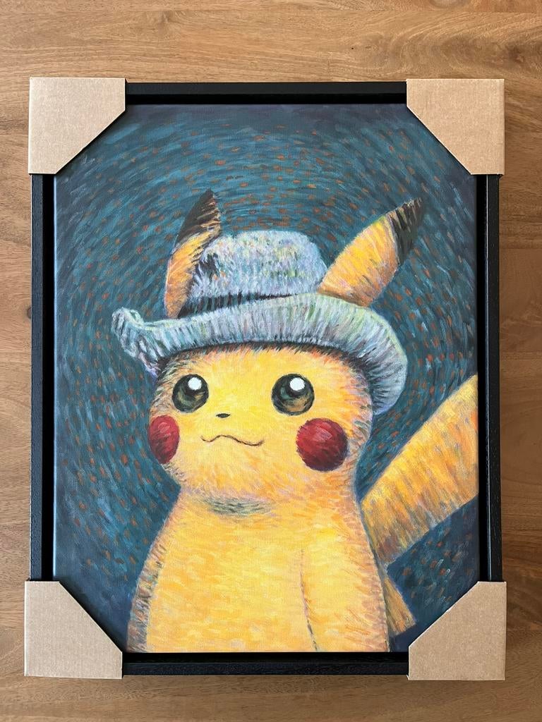 Pokémon Van Gogh Pikachu Ciclée Canvas 45x35cm, Ophalen of Verzenden