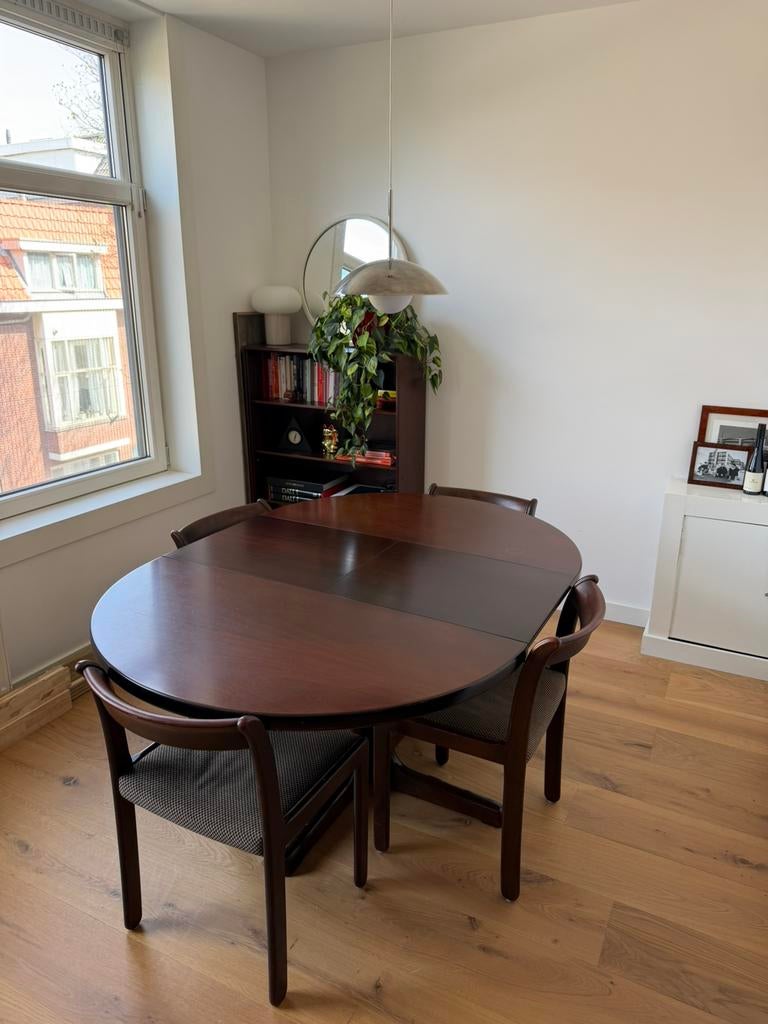 Vintage Deens eetkamer set, Huis en Inrichting, Ophalen, Gebruikt, 100 tot 150 cm, 150 tot 200 cm