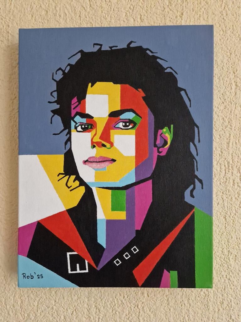 Michael Jackson zelf geschilderd op doek met acryl 30x40, Ophalen