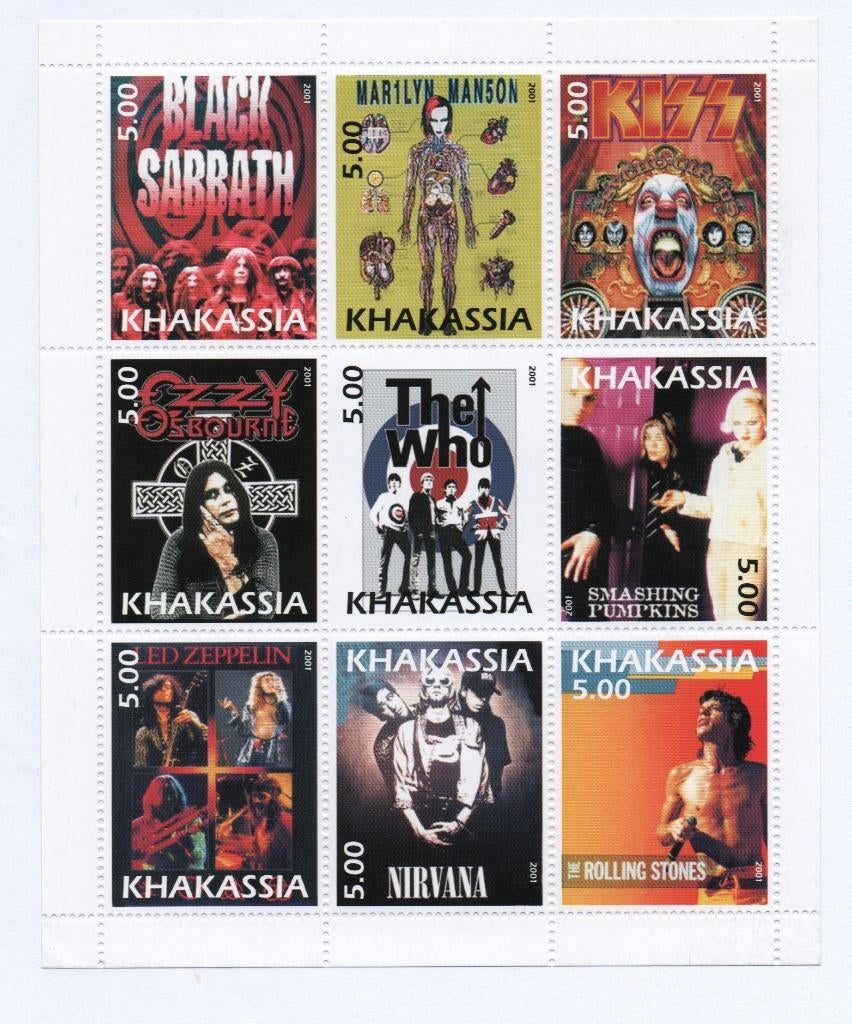 Bands o.a. The Who, Rolling Stones -Khakassia 2001 -Postfris, Verzenden, Postfris, Overige thema's