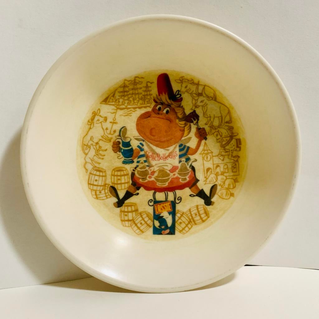 Oud Melamine Diep Bord met Lassie Holle Bolle Gijs, Ophalen of Verzenden, Gebruikt