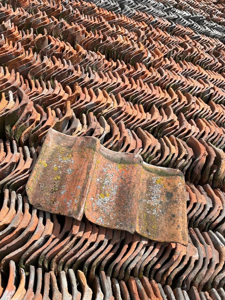 Dakpan oud Hollandse rood, gesmoord en geglazuurd + nokvorst, Doe-het-zelf en Verbouw, Dakpannen en Dakbedekking, Ophalen, Gebruikt