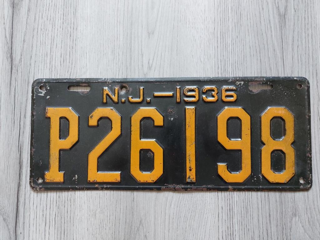 Kentekenplaat 1936 New Jersey USA Nummerplaat Nummerbord, Ophalen of Verzenden, Gebruikt, Auto's