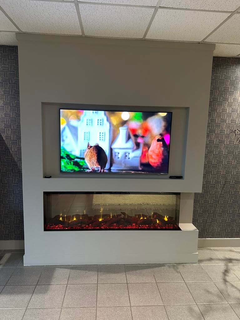 Cinewall haard met tv erboven sfeerhaard, Dimplex, Nieuw, Ophalen of Verzenden, Info@kachel.nl