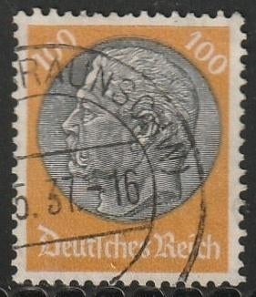 Rijk 1933 528x Hindenburg 100p, Gest, Postzegels en Munten, Postzegels | Europa | Duitsland, Ophalen of Verzenden, Overige periodes