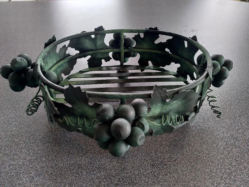 Vintage fruitschaal met druiven + 6 servetringen, Huis en Inrichting, Woonaccessoires | Schalen en Manden, Ophalen, Overige materialen