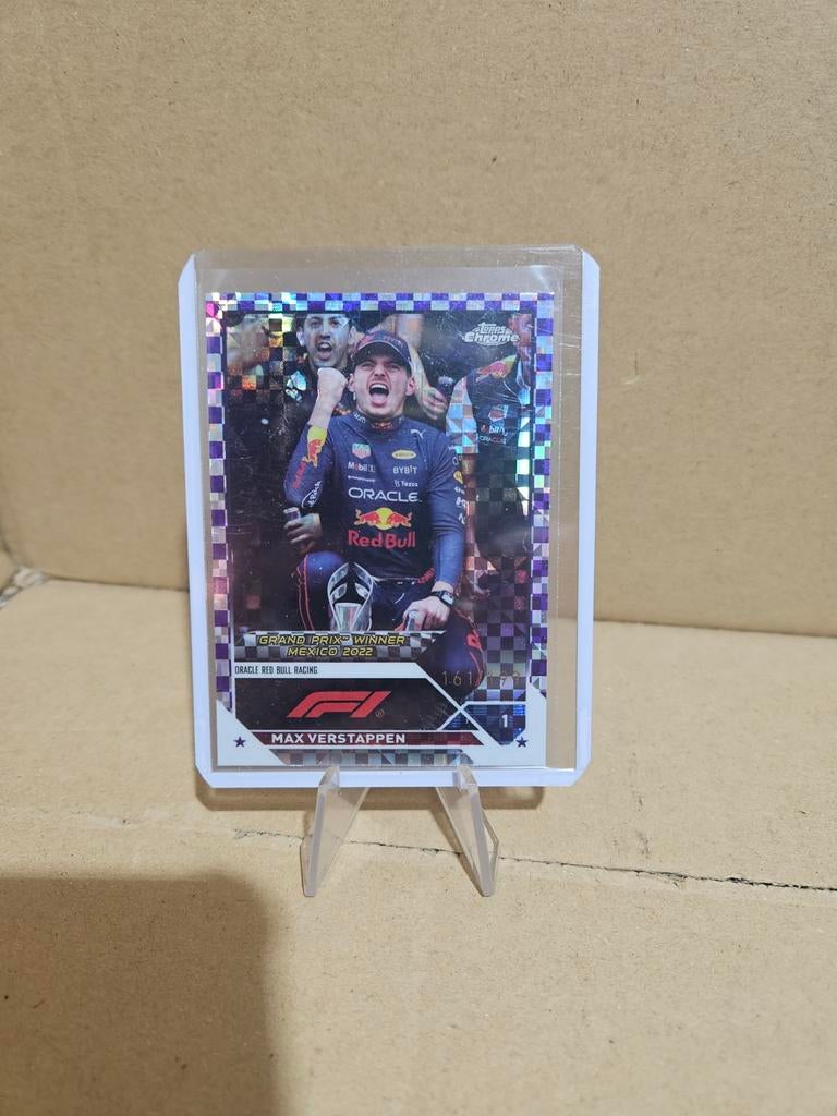 163 max verstappen purple chequered 199 topps chrome f1 2023, Ophalen of Verzenden, Zo goed als nieuw, Plaatje