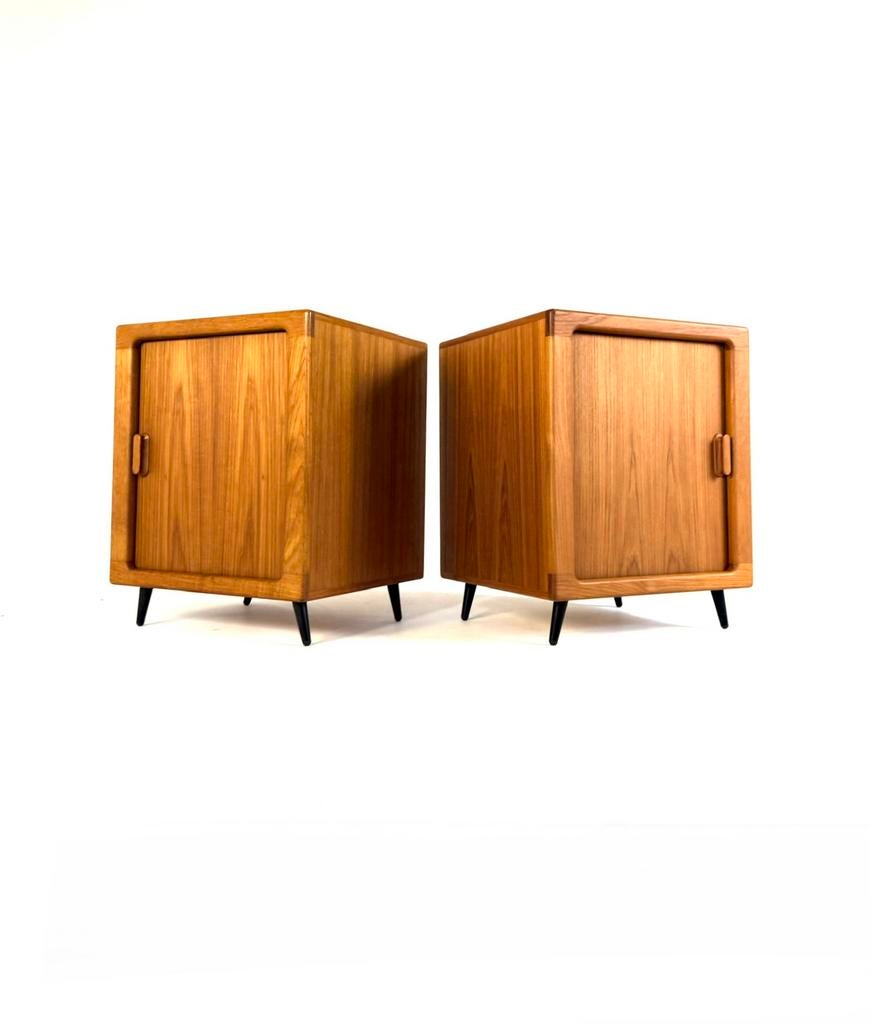 2x vintage Deense nachtkastjes, Silkenborg Møbelfabrik ‘80, Zo goed als nieuw, 45 tot 65 cm, Hout, 55 tot 70 cm