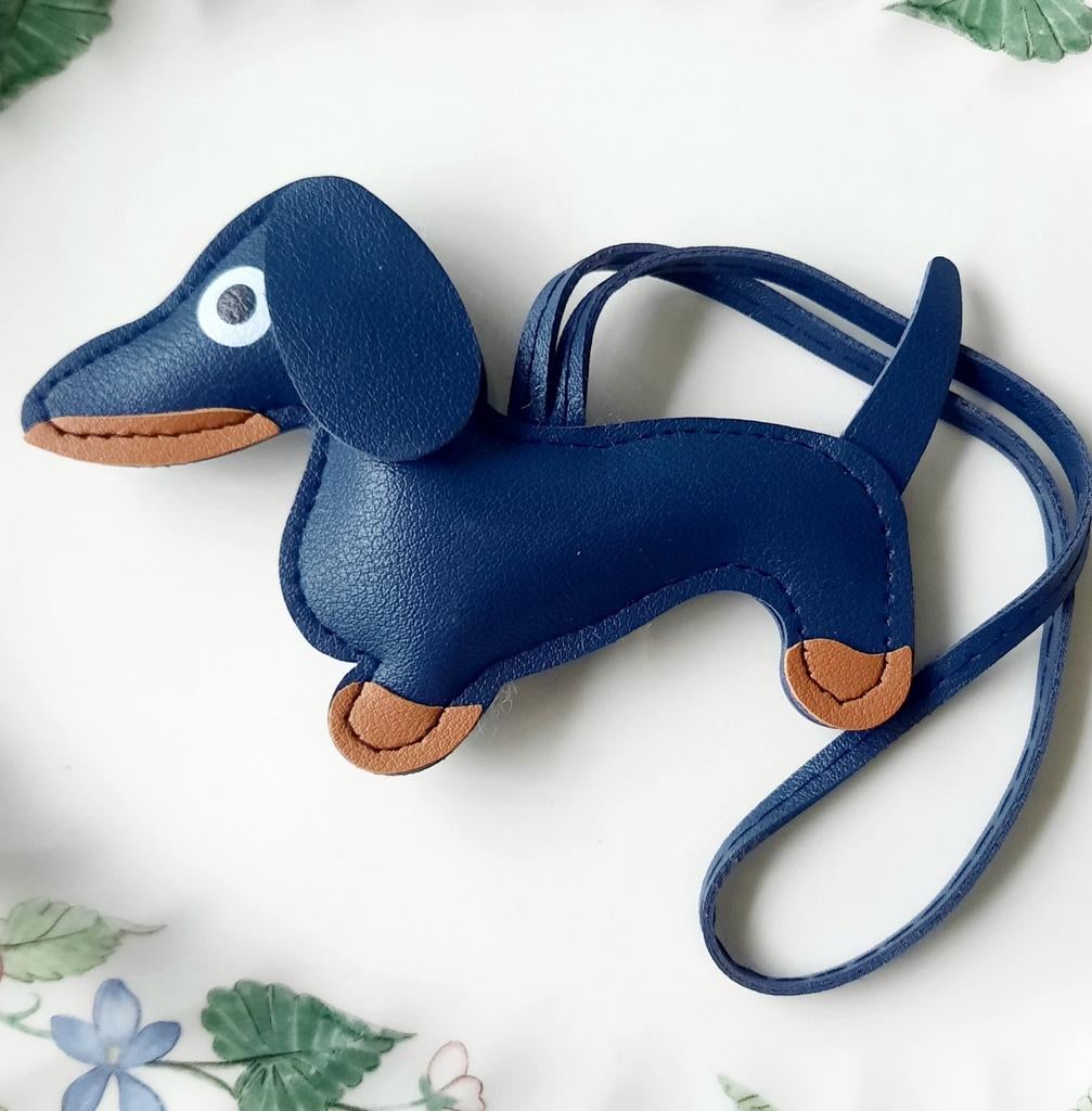 Tashanger sleutelhanger keychain leren hanger teckel hondje, Verzenden, Nieuw