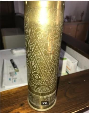 trench art WOI-granaathuls (2stuks), Verzamelen, Ophalen of Verzenden, Landmacht, Nederland