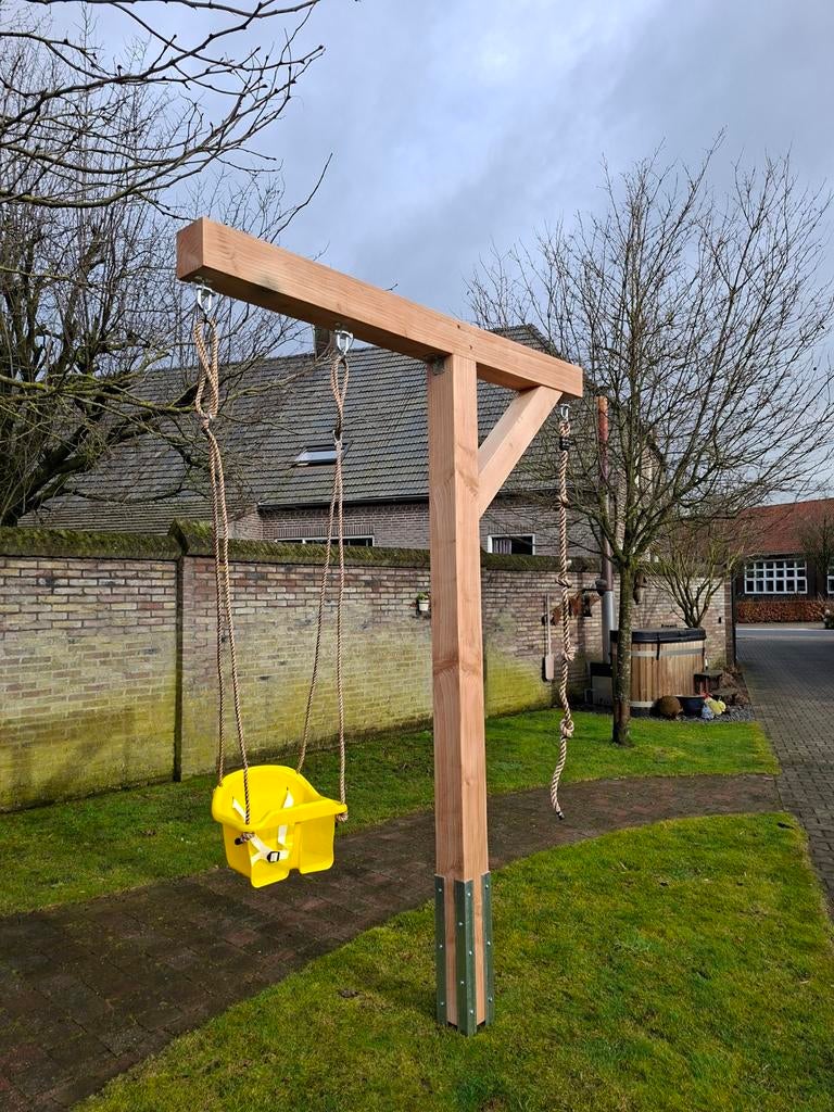 T schommel douglas hout met ijzeren betonverankering, Kinderen en Baby's, Speelgoed | Buiten | Speeltoestellen, Ophalen of Verzenden