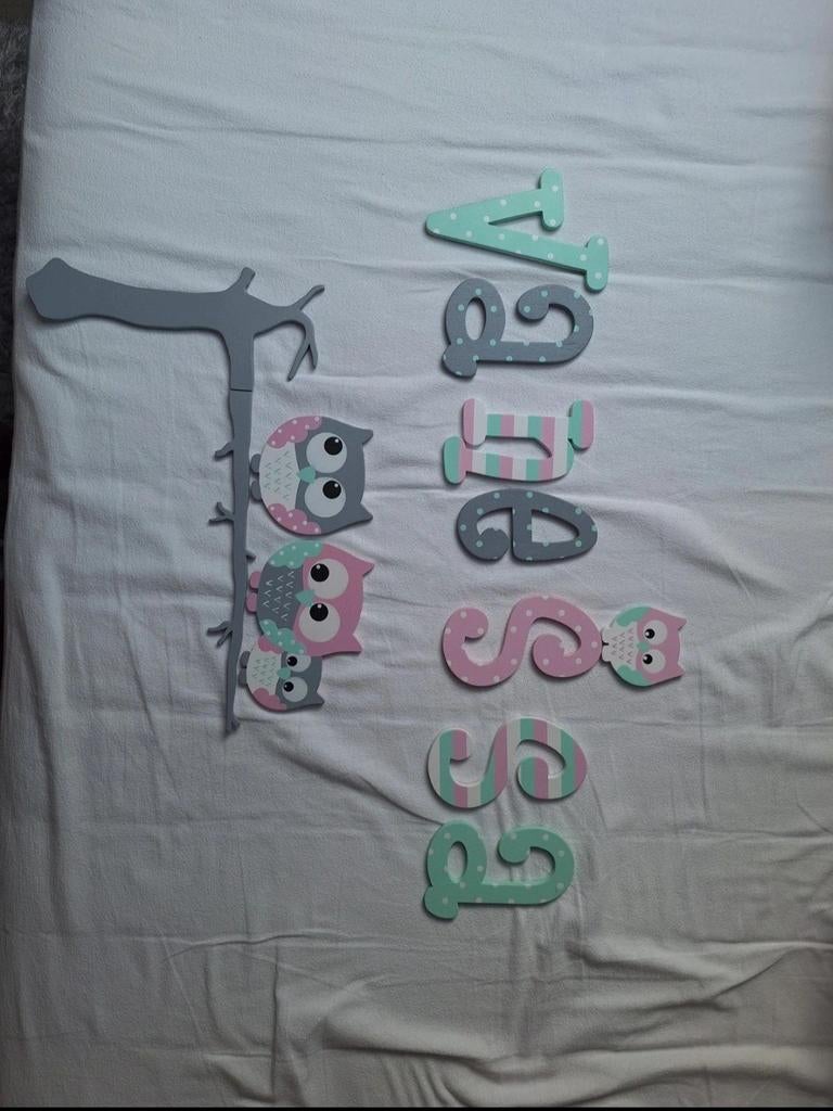 "Vanessa" houten muurdecoratie met uiltjes, Kinderen en Baby's, Kinderkamer | Inrichting en Decoratie, Gebruikt, Wanddecoratie