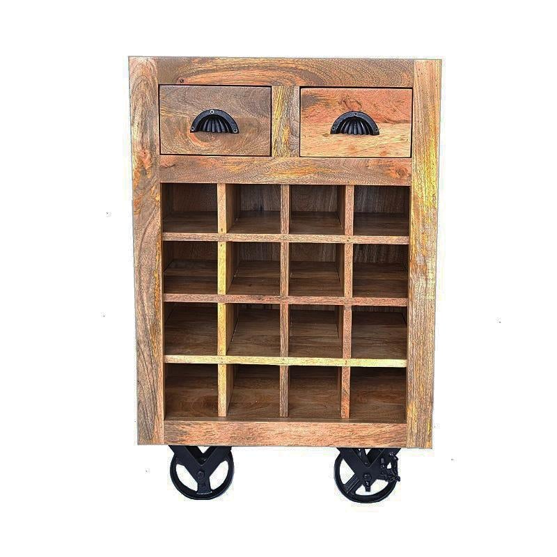 Vintage Wijnkar Wijntrolley Retro Mangohout Drankenkar Mango, Info@dehanzeherten.nl, De Hanze Herten BV, 5 tot 15 flessen, Nieuw