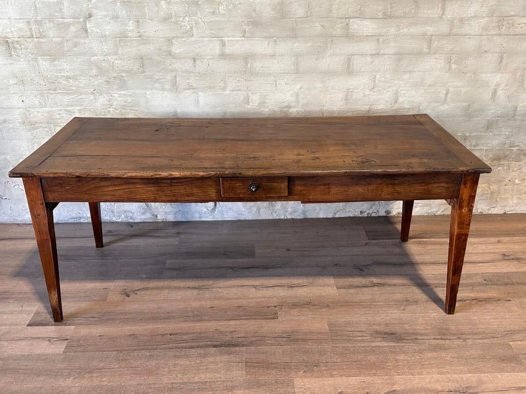 Antieke Franse boerentafel met 3 lades - verlengbaar, Ophalen of Verzenden