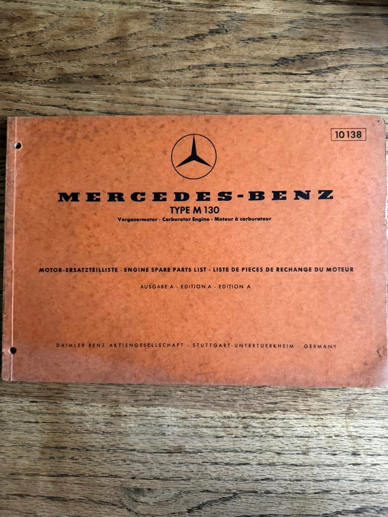 Mercedes motor onderdelen boek M 130 W 108 280 S 1968, Ophalen of Verzenden