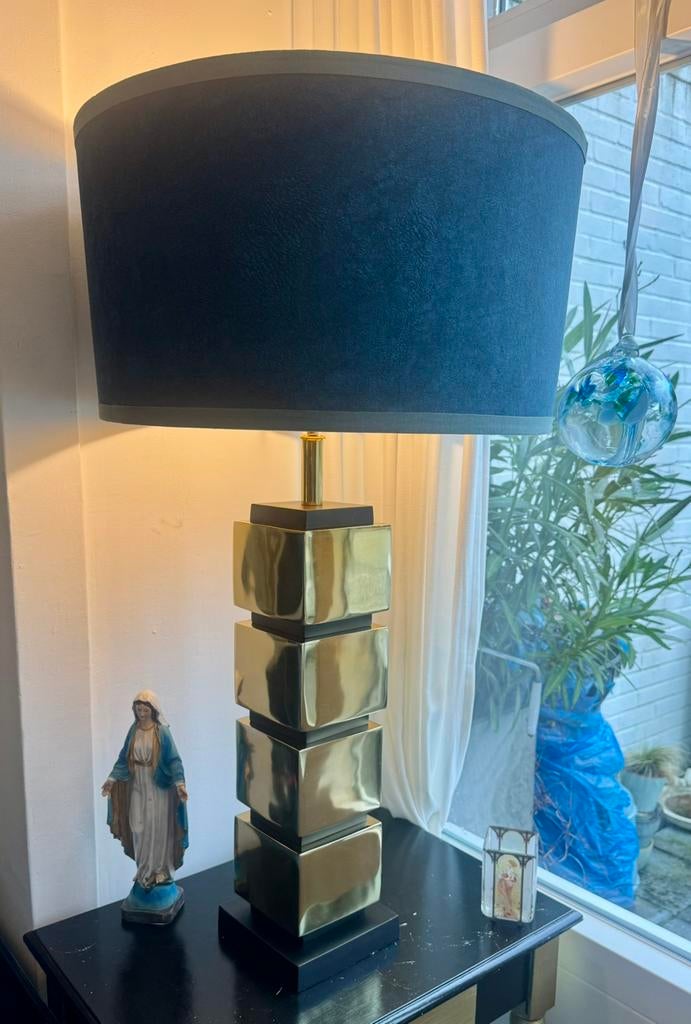 Set 2 blauwe lampenkappen Van Roon Living, Ophalen, Zo goed als nieuw, Rond, Minder dan 25 cm