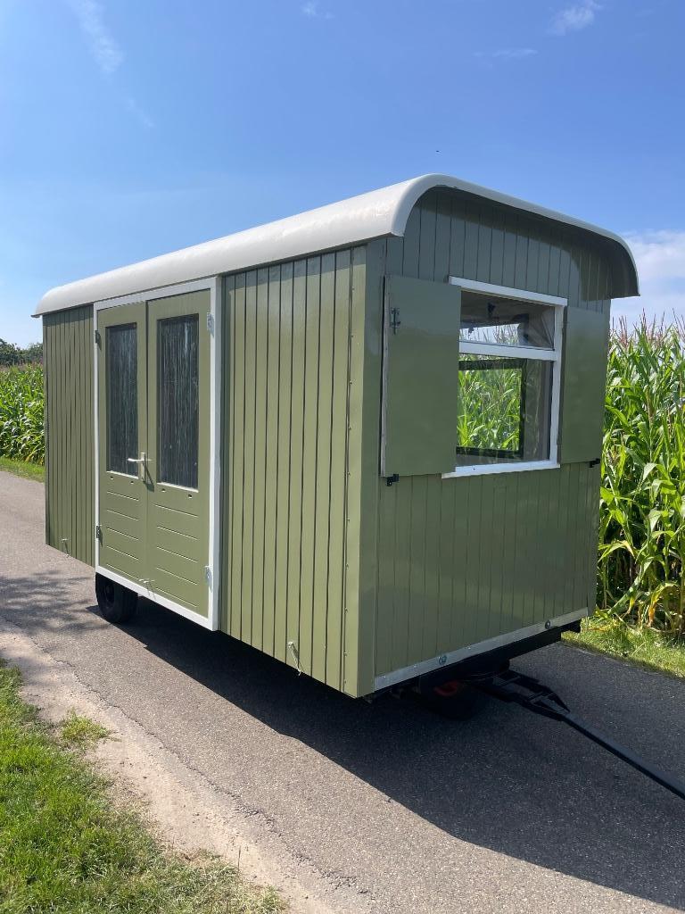 Unieke pipowagen,B&B,mantelzorg,Schaftwagen, tuindeuren., Doe-het-zelf en Verbouw, Bouwketen en Schaftketen, Ophalen, Zo goed als nieuw