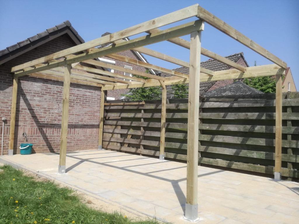 Overkapping Carport Pergola nieuw 5x3x2.4m, Doe-het-zelf en Verbouw, Hout en Planken, Nieuw, Balk, Vuren, Ophalen