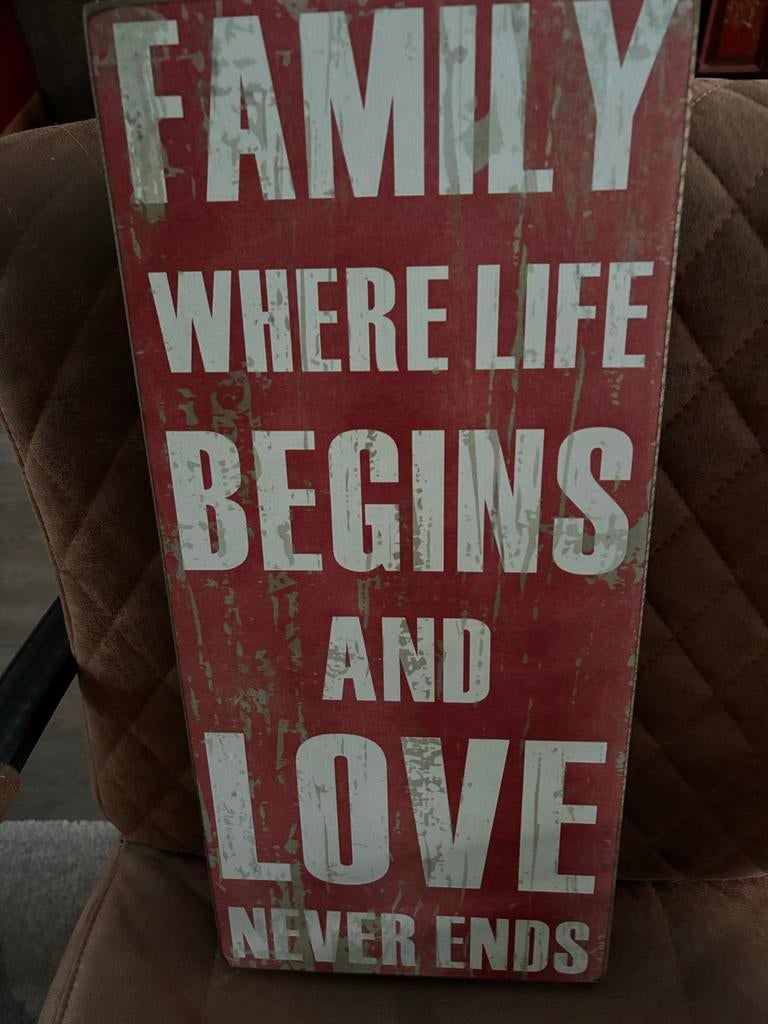 Decoratief Wandbord - Family, Huis en Inrichting, Woonaccessoires | Tekstborden en Spreuken, Ophalen, Gebruikt