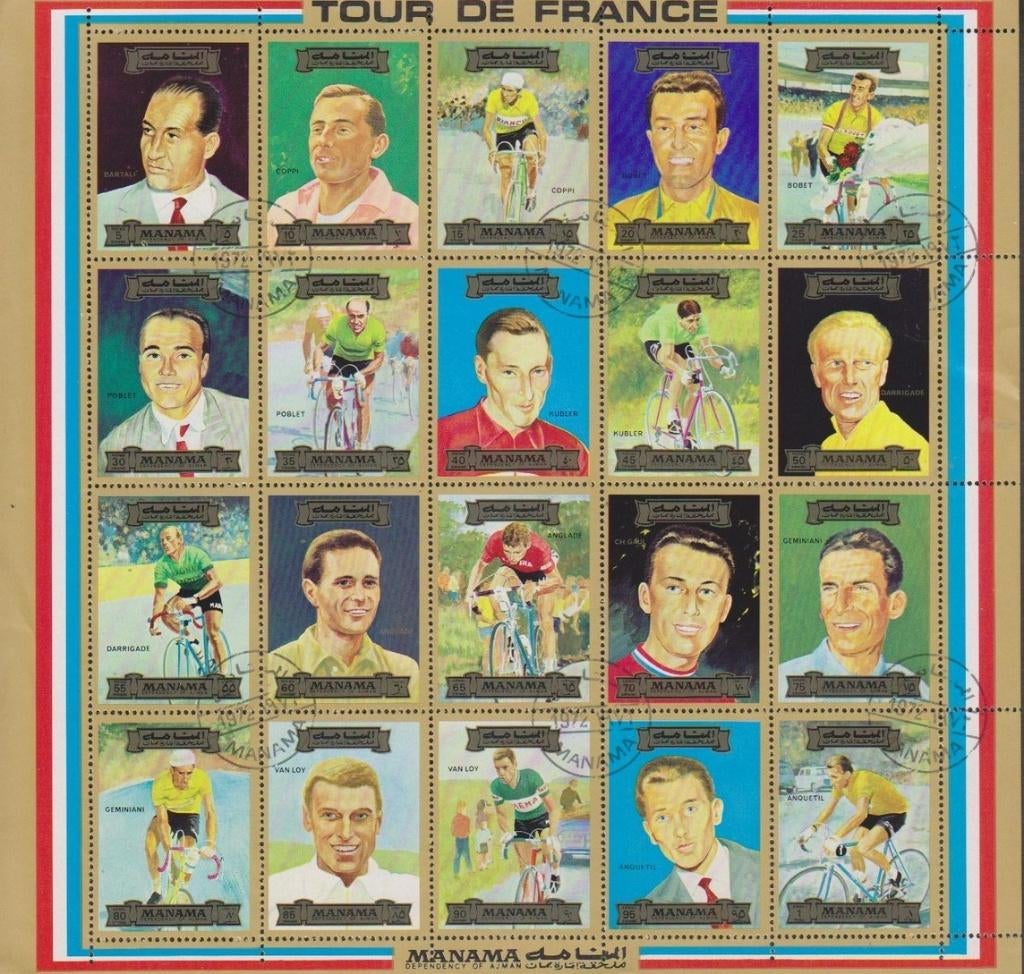 Mananma 1972 Michel 1175-1194 Tour de France, Verzenden, Gestempeld, Oost-Azië
