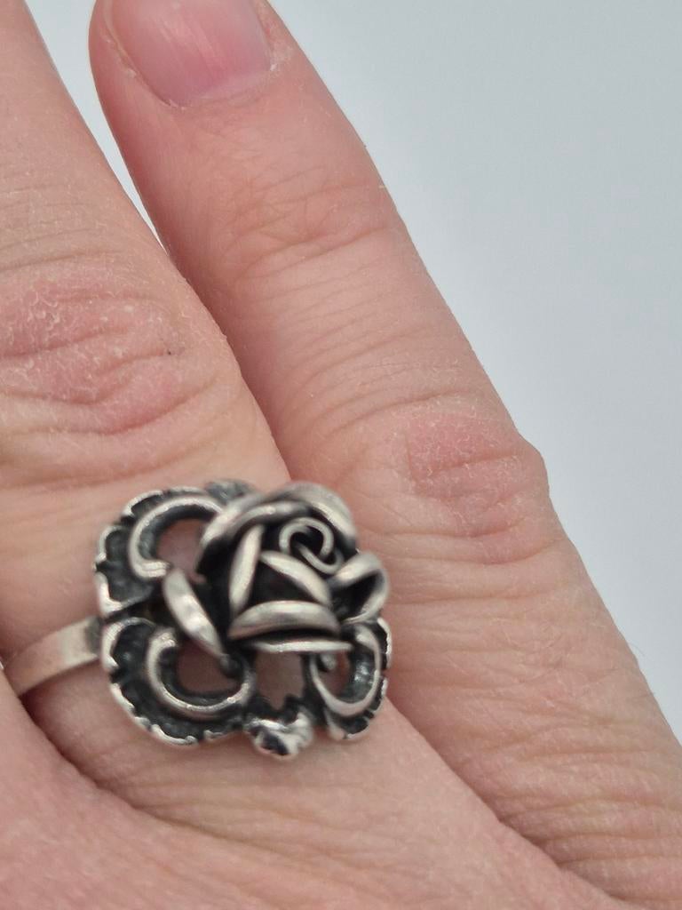 Mooie Teka zilveren ring 925 maat 20, Gebruikt, 20 of groter, Verzenden, Zilver