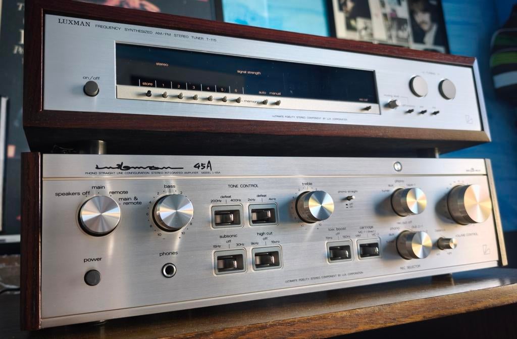 Luxman L 45A / Luxman t-115, Ophalen, Zo goed als nieuw, 120 watt of meer, Overige merken
