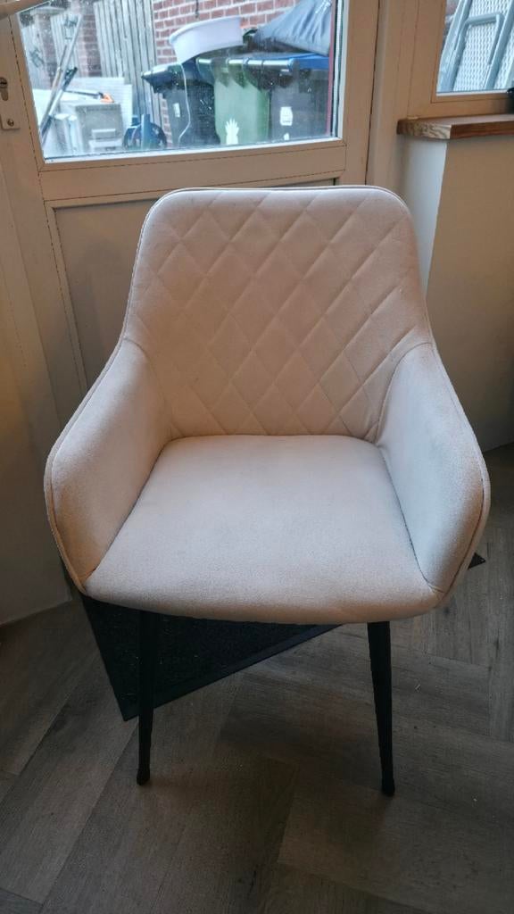 3x Beige velvet stoelen - 56x60x84cm, Ophalen, Gebruikt, Overige kleuren