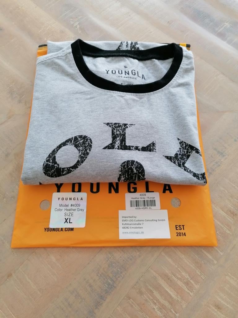 YOUNGLA T-shirt Heather Grey XL, Ophalen of Verzenden, Zo goed als nieuw, Maat 56/58 (XL), Grijs