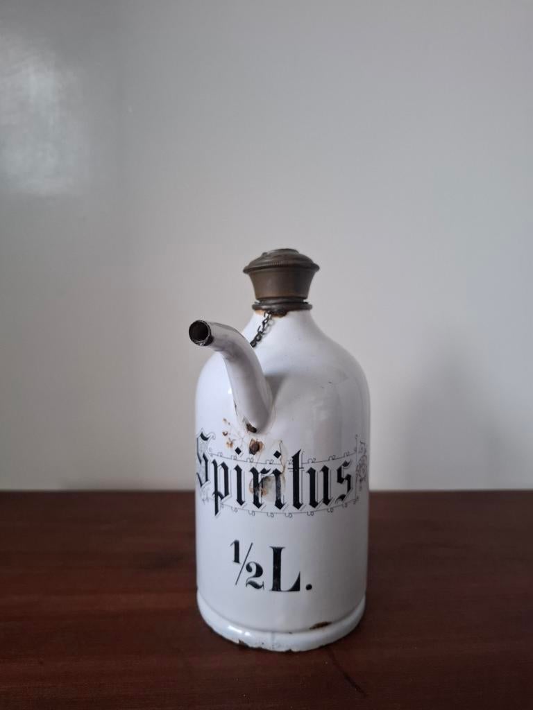 Emaille spiritus kan 1/2 liter antiek, Ophalen of Verzenden
