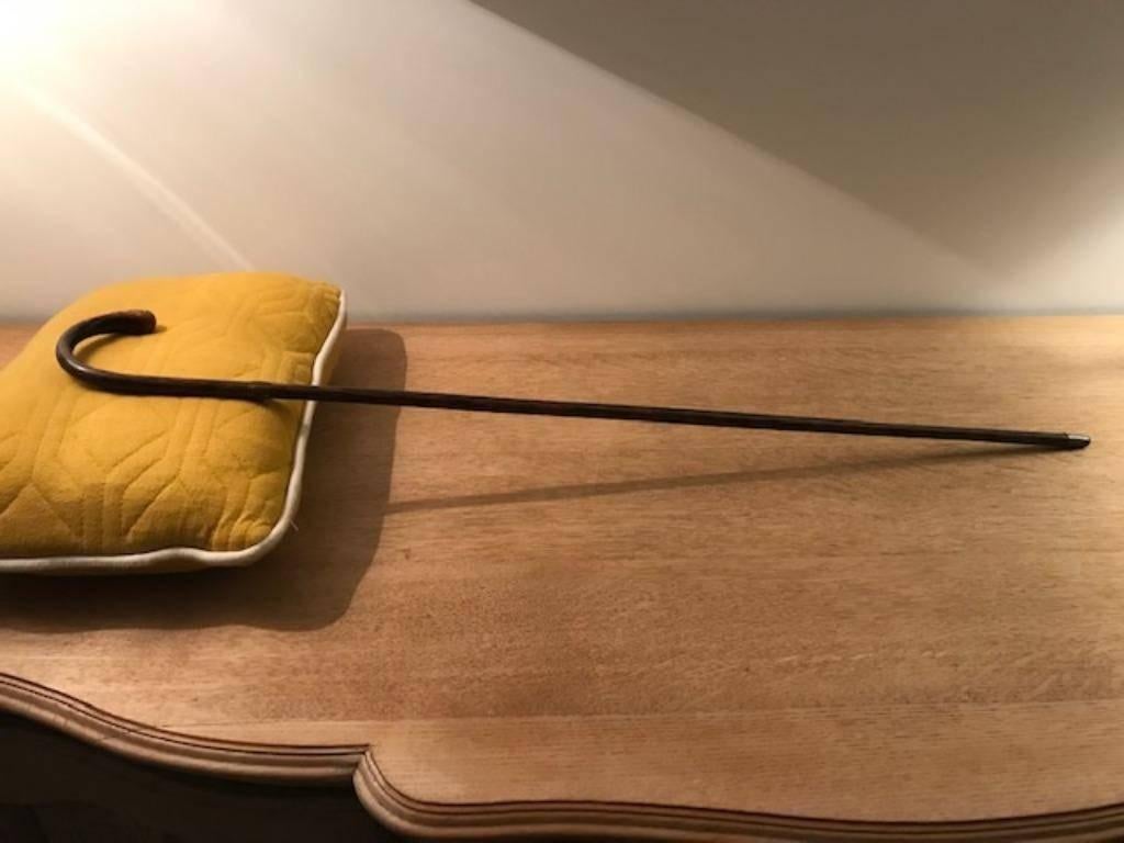 antieke wandelstok met knoest - koperen plaatje 'Golbin', Ophalen of Verzenden