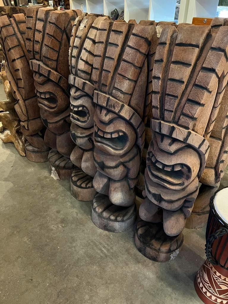 Tiki beeld Tiki Totem 1 meter palmhout, Ophalen of Verzenden, -, -, -