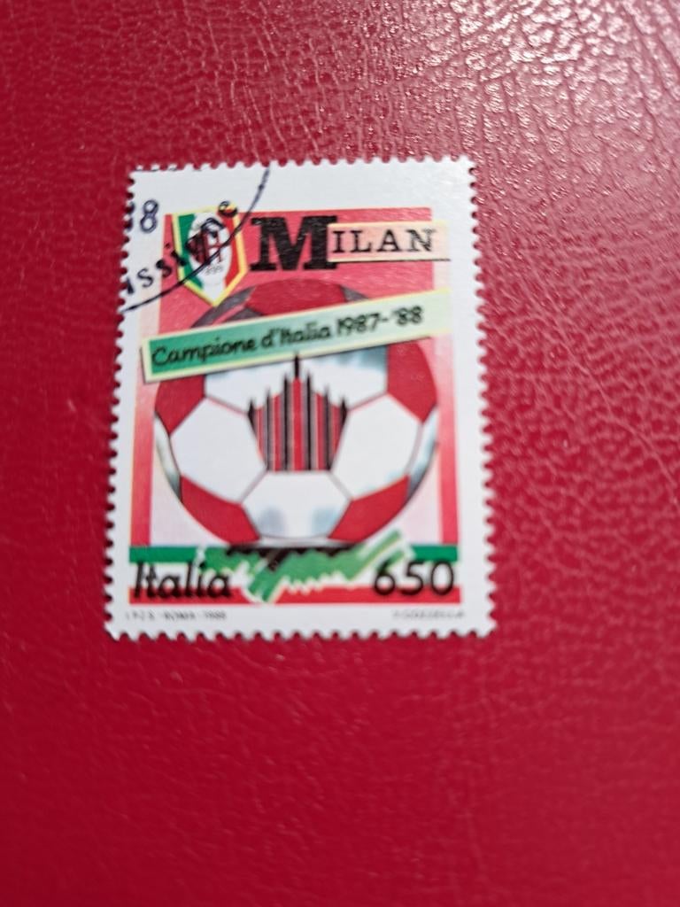 Italiaanse postzegel AC Milan Kampioen 1987-88, Ophalen of Verzenden