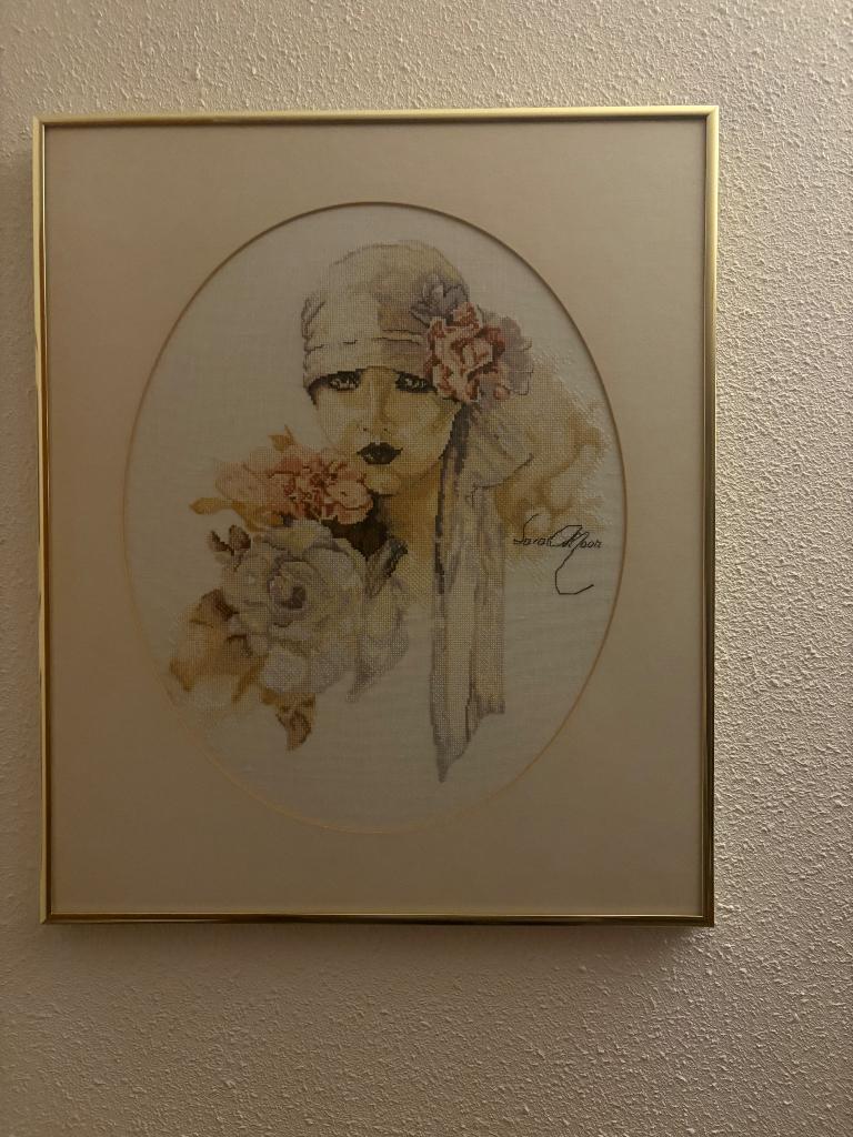 Schilderij geborduurde vrouw afbeelding, Ophalen of Verzenden