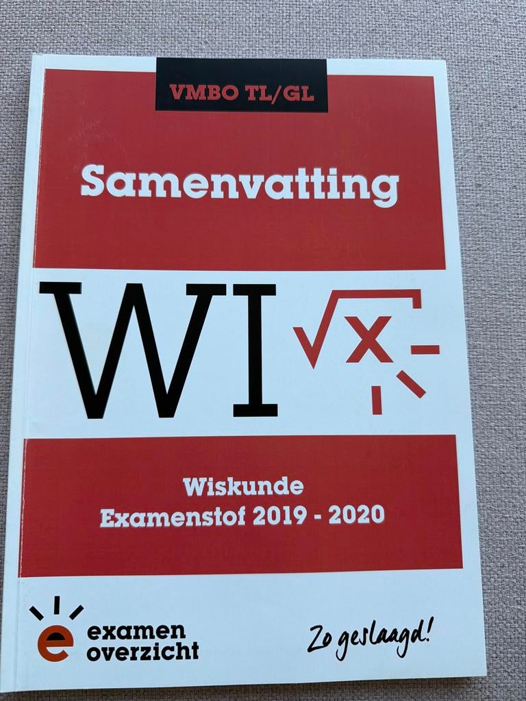 Samenvatting Wiskunde VMBO TL/GL Examenstof 2019-2020, Boeken, Schoolboeken, Zo goed als nieuw, Wiskunde A, VMBO, Ophalen