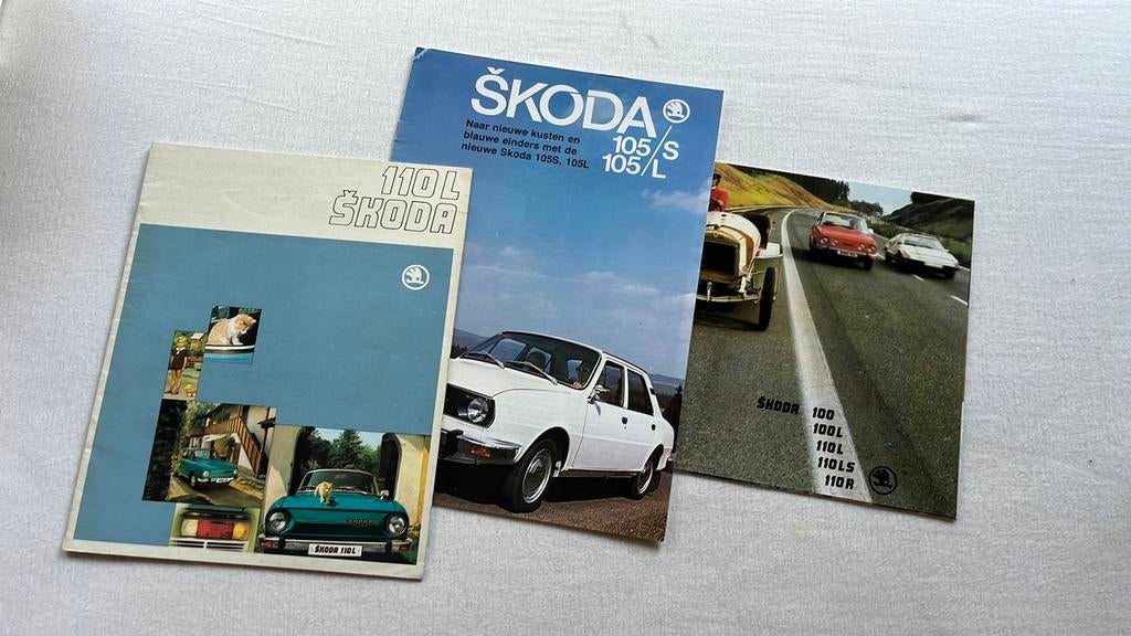 3x Skoda - brochures (1970/80s), Auto diversen, Handleidingen en Instructieboekjes, Ophalen of Verzenden
